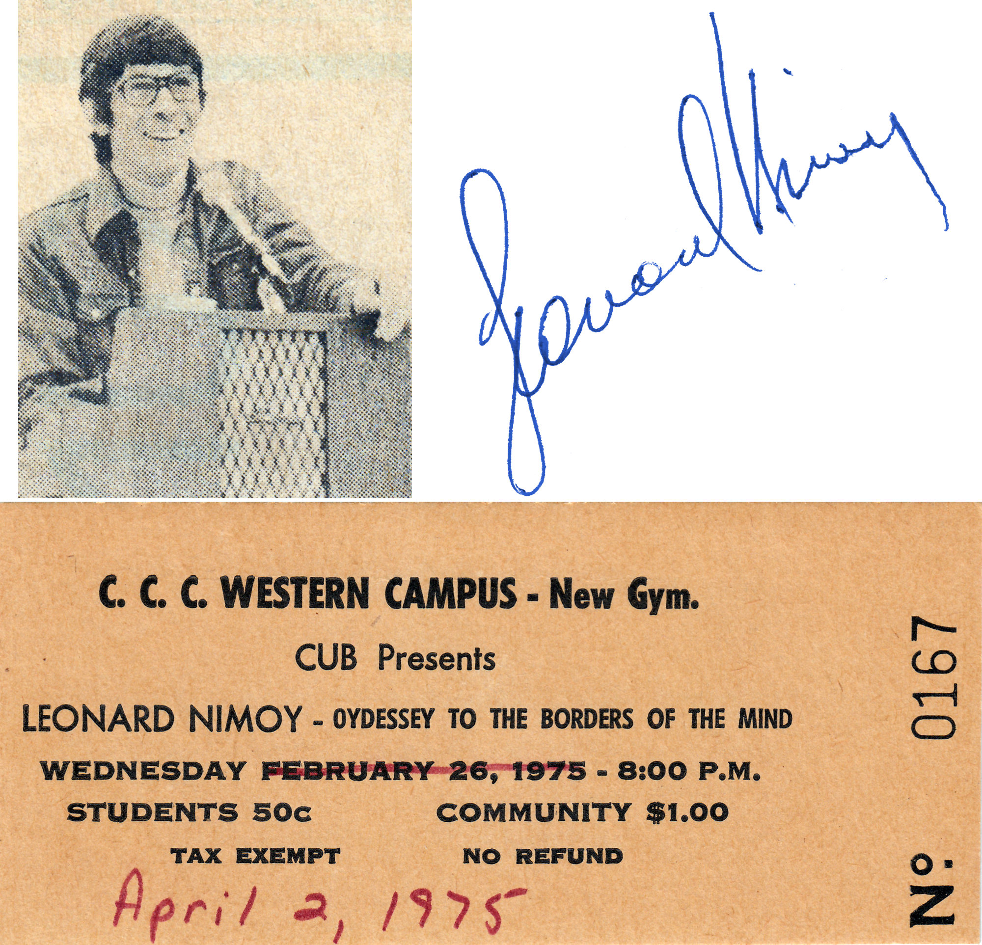 Leonard Nimoy - Spock - Autograph - Ticket